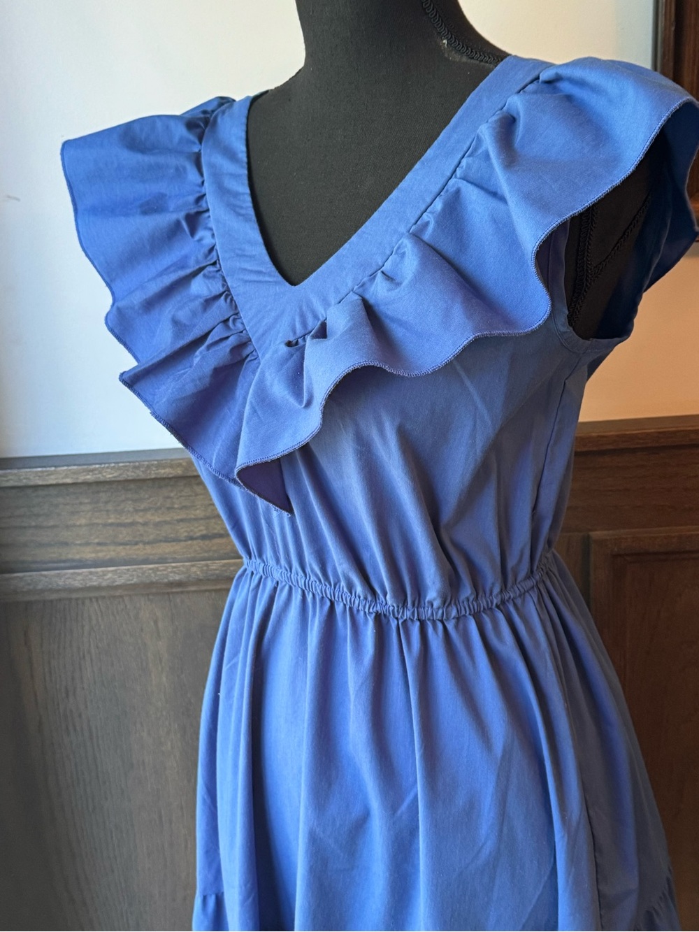 Indigo Rose Women's Blue Ruffle V-Neck Tiered Midi Dress small - Picture 2 of 8